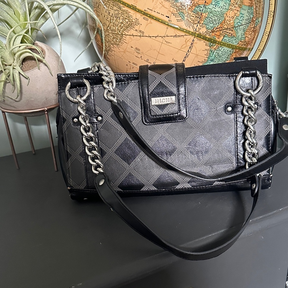 Miche Black and Gray Checkered Satchel